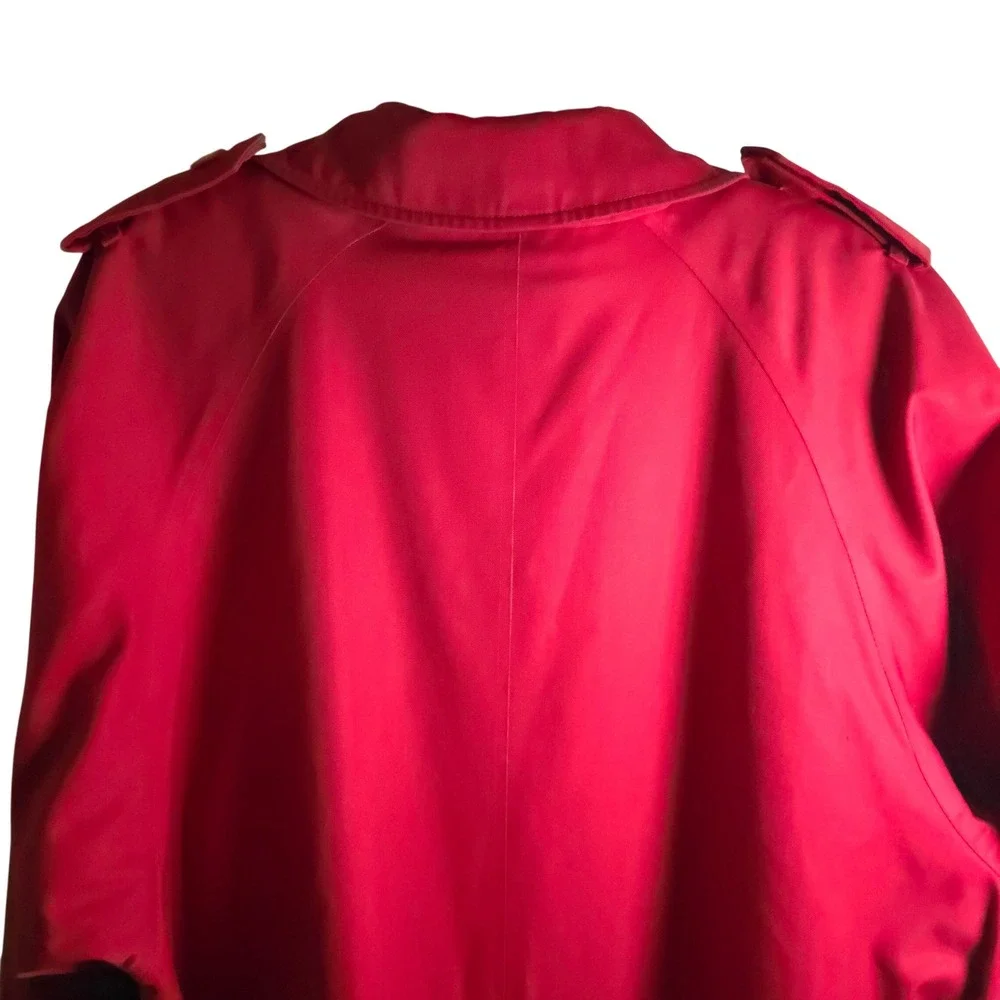 Burberry Long Heritage Trench Coat Red Wool Lined Women's 4‎ Petite - Picture 8 of 8